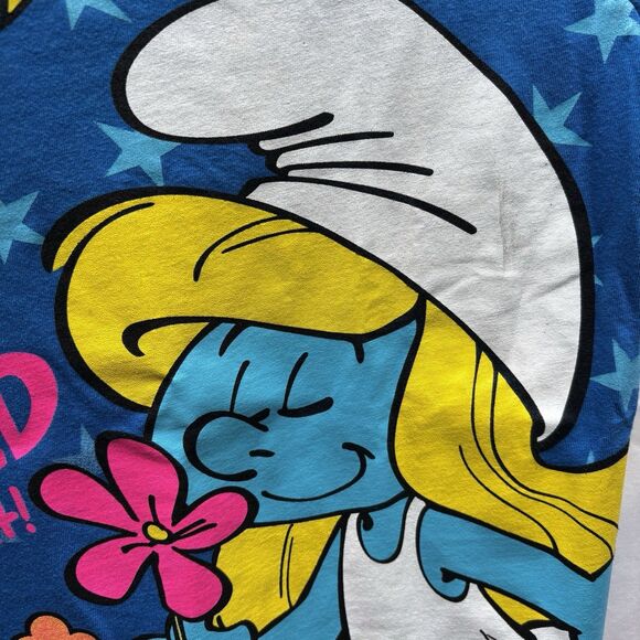 Smurfs Smurfette Blue Shirt Size Youth L 10/12 Heart Smurfed a Beat Peyo - Picture 2 of 9